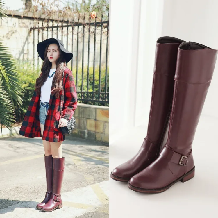 2015 женские зимние сапоги британский пояс с пряжкой маленькие размеры 32 33 низкий