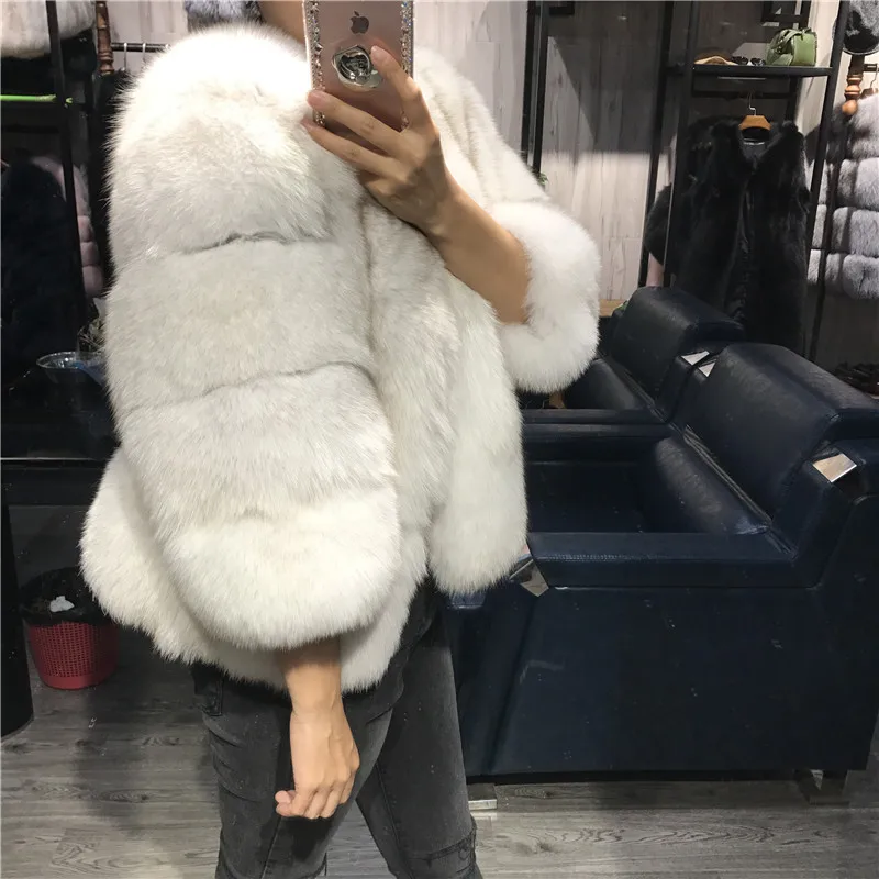 Женская куртка из натурального Лисьего меха, женская шуба из натурального Лисьего меха, зимняя верхняя одежда