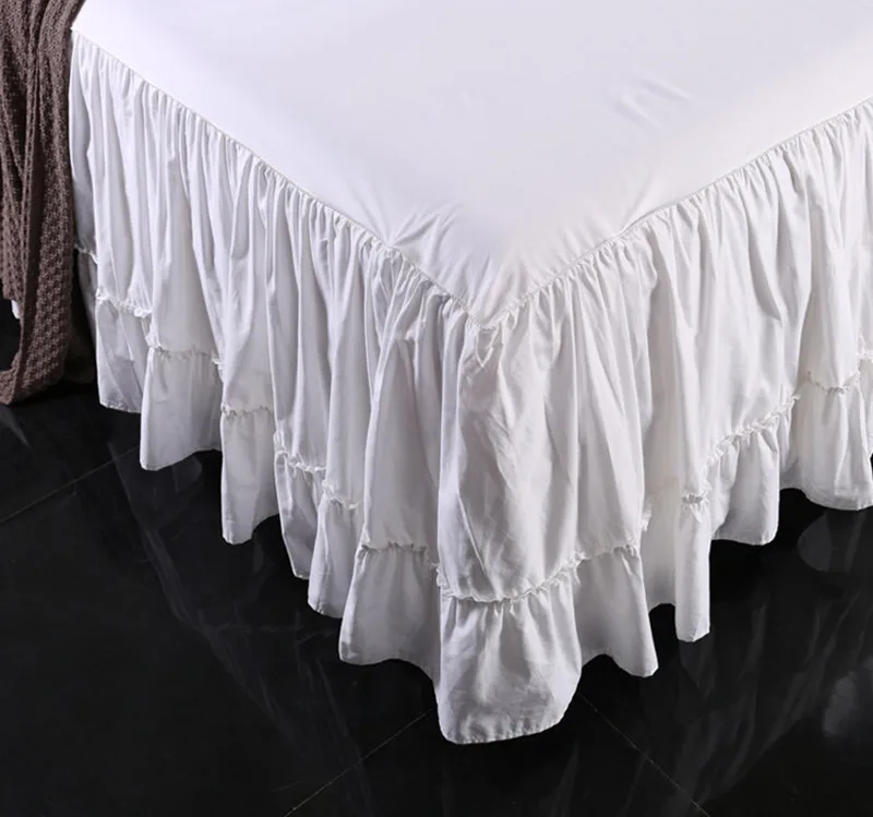 100% хлопок белая Корейская кровать юбка для отеля саржевая фартук оборки красота