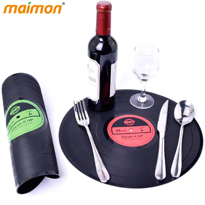 30 см большой ретро рекорд черный виниловый коврик для стола изоляционный мягкий