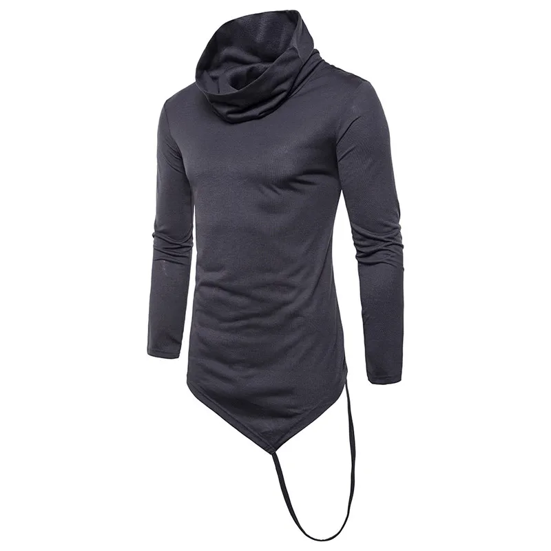 Мужские удлиненные футболки с длинным рукавом и стоячим воротником новые