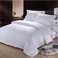 60s high quality hotel bed four pieces sets full cotton satin drill pure white sheets duvet cover 2pc pillow case c001