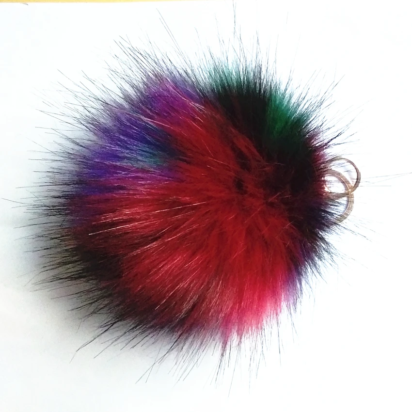 10 cm Green Purple Series Faux Raccoon fur Pompon Keychain Irregular Color Combinations Pendant Jewelry Accessories Handicraft | Украшения