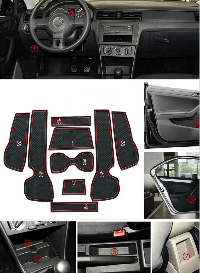 

Car Anti-Dirty Pad Door Groove Gate Slot Cup Pad Mat For Santana With Armrest Box Edition 2013 2014 2015 2016 2017