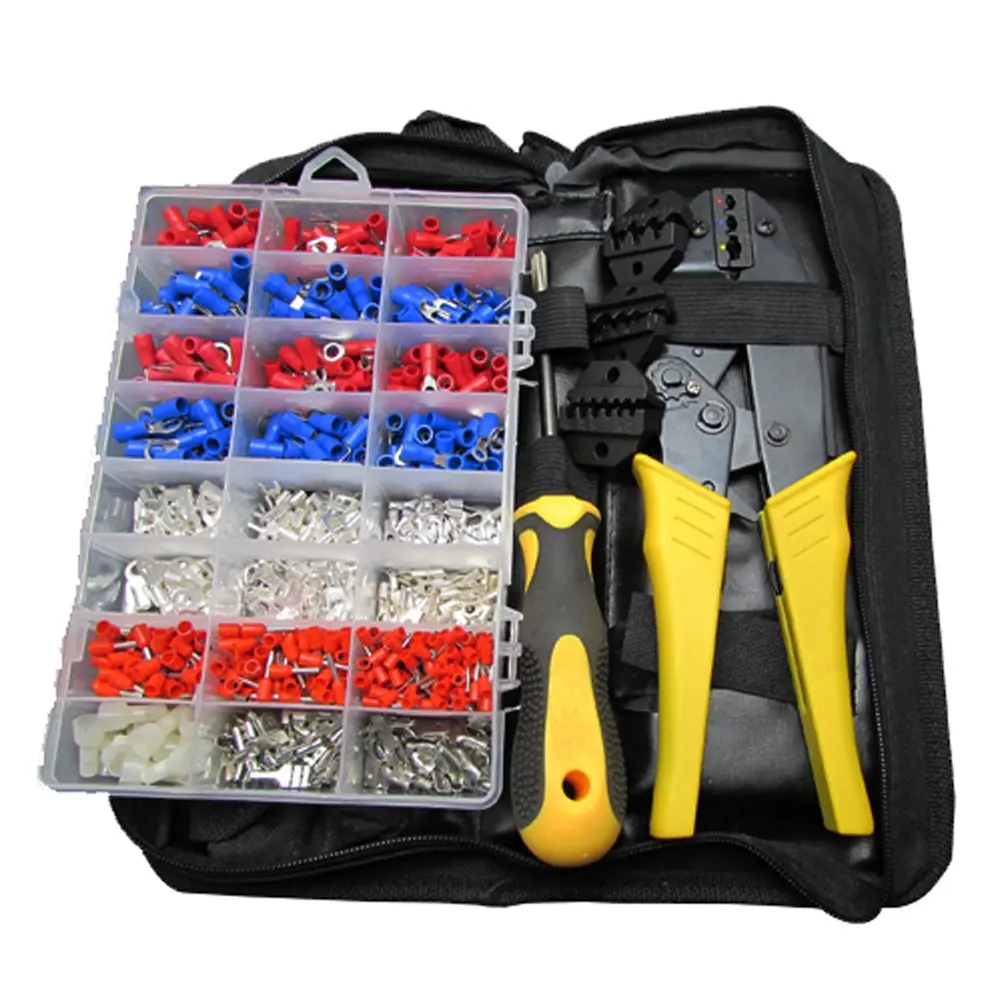 4 in 1 pliers set Крепление с храповым механизмом инструмент, обжимка плоскогубцы 4 в 1 комплект с 1000 шт предварительно изолированные терминалы ассортимент комплект - Цвет: 4 in 1 pliers set