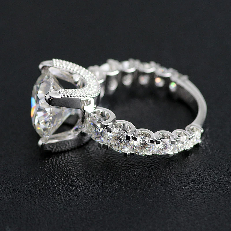 

1CT Au750 18K White Gold DF Color 4Prong Round Brilliant Cut Moissanite Ring Fashion Engagement Ring Wedding Ring For Women