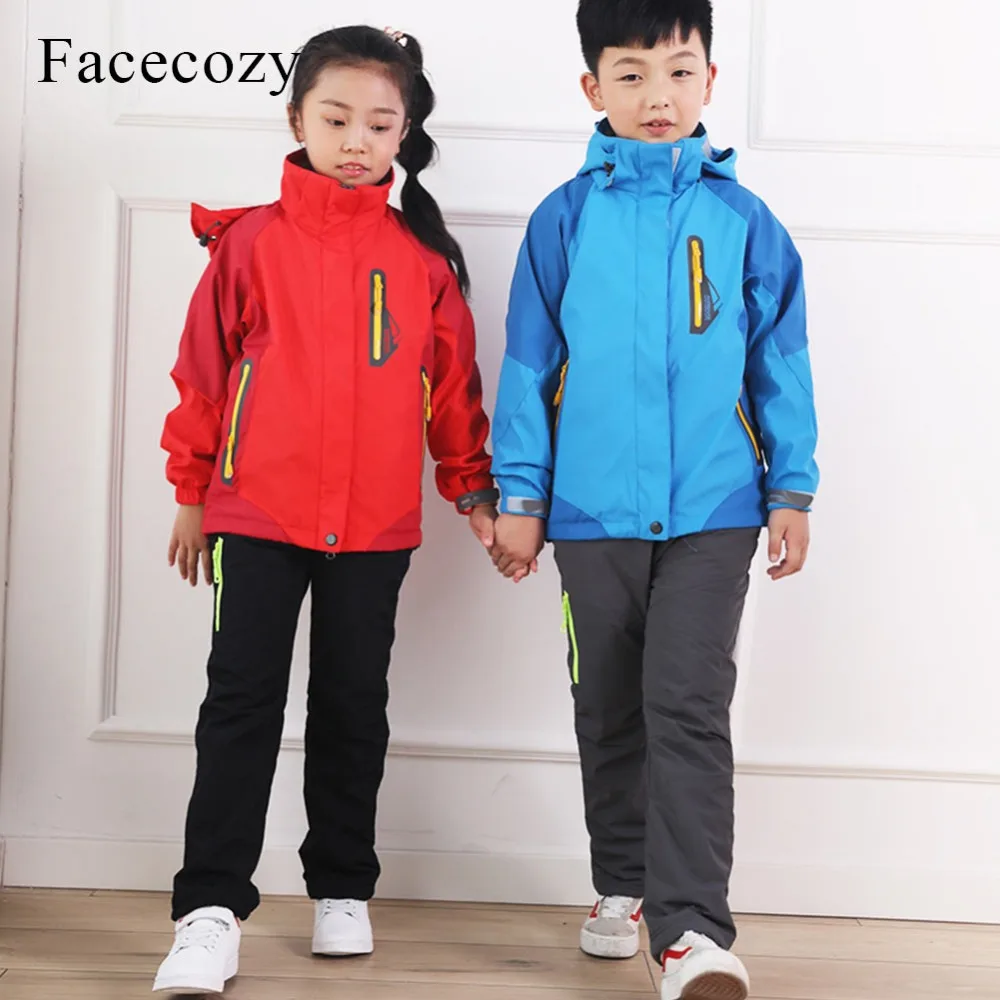 Facecozy для мальчиков и девочек; зимние Утепленные походные брюки из берберского флиса; Детские теплые ветрозащитные лыжные флисовые брюки