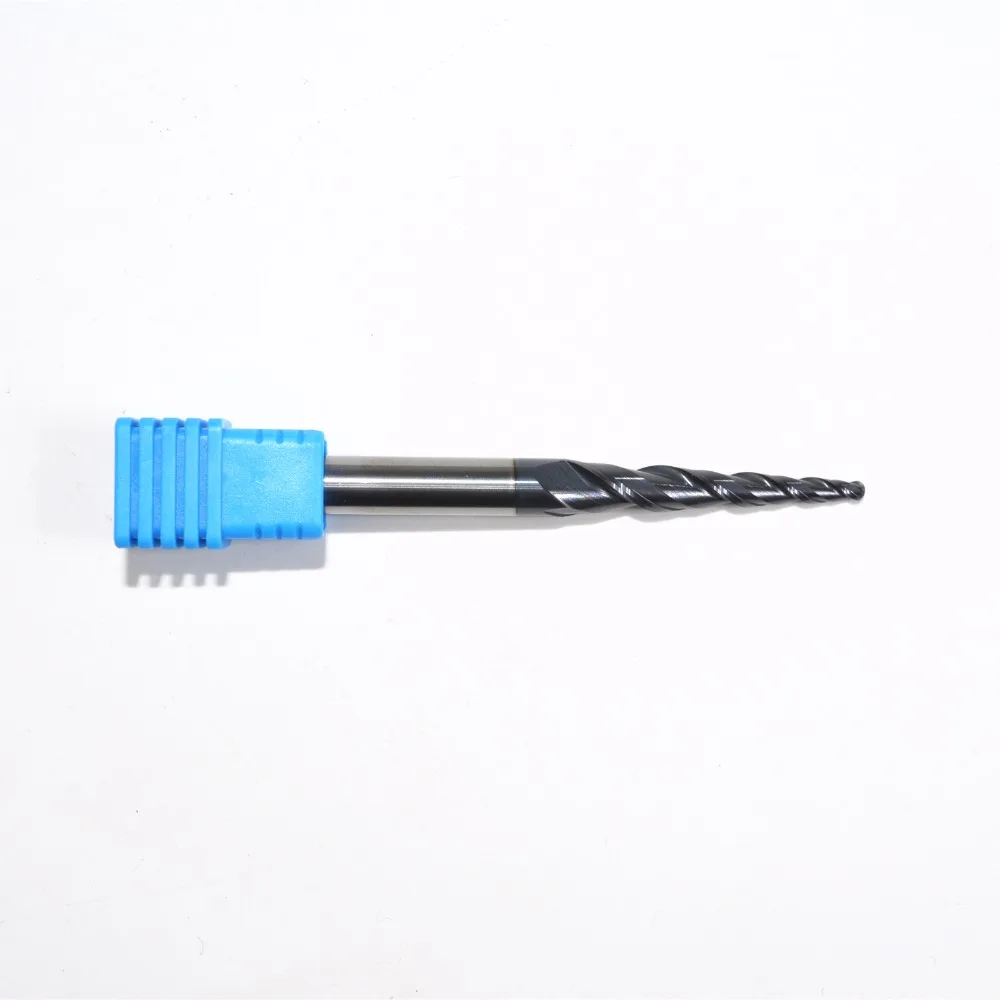 1PCS-6mm* R1.0* 30,5* 75L, CNC TiALN твердосплавные концевые фрезы, деревообрабатывающие конические фрезы, 2 флейты со скошенным шариковым наконечником фрезы