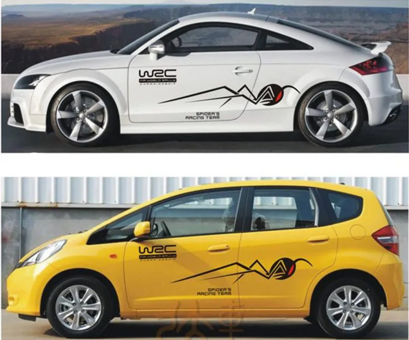 

A Set WRC World Rally Championship Spider Skirts PVC Sticker Sports Racing Decals Decoration For Car Body Both Side