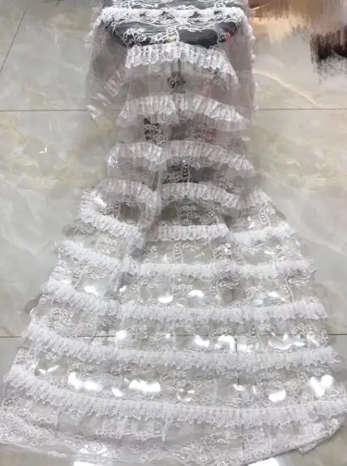 3D sequins embroidered tulle mesh lace fabric ZH-102226 high quality african net | Дом и сад