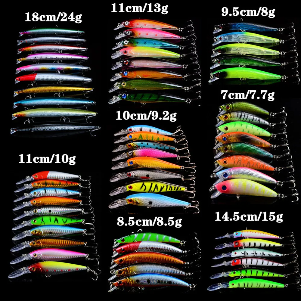 60 шт./лот набор рыболовных приманок 8 воблеров разных стилей рыболовные снасти