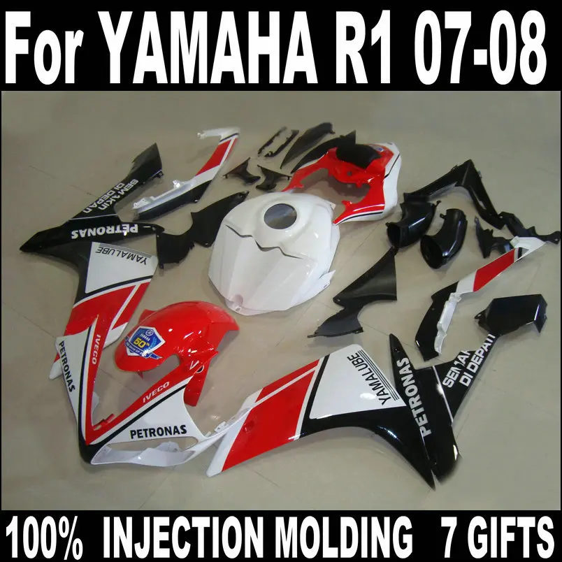 

Aftermarket body parts fairings for Yamaha injection molding YZFR1 2007 2008 red white black fairing kit YZFR1 07 08 BC17