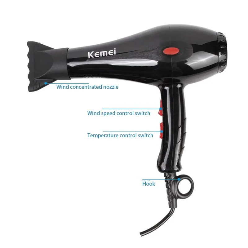 Kemei KM 8860 высокой мощности Защита от перегрева Фен черный|hair dryer|kemei hair dryerdryer |