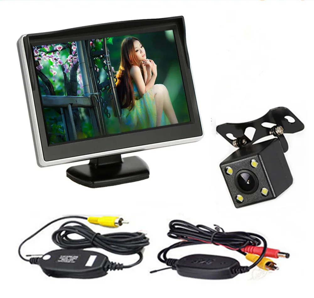 Monitor01 wireless03 Автомобильный монитор 5 дюймов TFT lcd цветной экран обратная помощь при парковке с 2 AV входом, камера заднего вида опционально - Цвет: Monitor01 wireless03