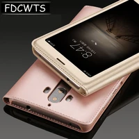 for huawei mate 9 case original for huawei mate9 mha l09 window leather cover luxury gold cover ascend mate9 smart flip case