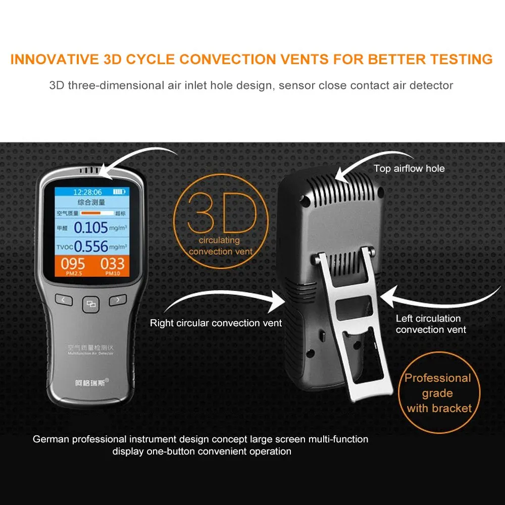 

6 in 1 Laser Air Quality Detector Environment Formaldehyde Detector Tvoc Hcho Pm2.5 Haze Big Lcd Digital Display Instrument