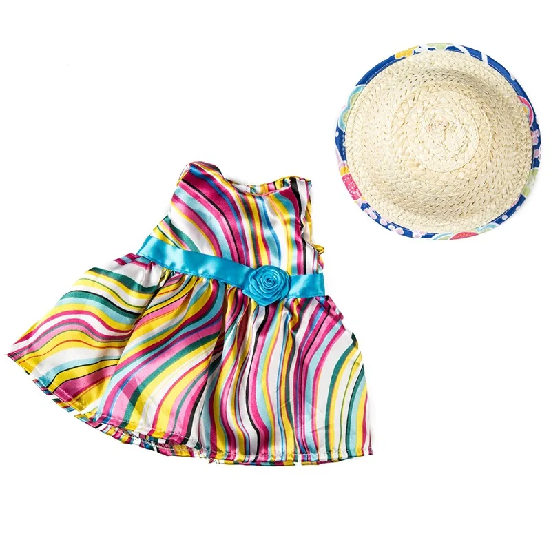rainbow dress 18 дюймов, одежда для девочек, куклы, американские игрушки, платье, костюм, ручная работа, кружевная юбка, платье, аксессуары, подходит для 43 см, кукла c746 - Цвет: rainbow dress