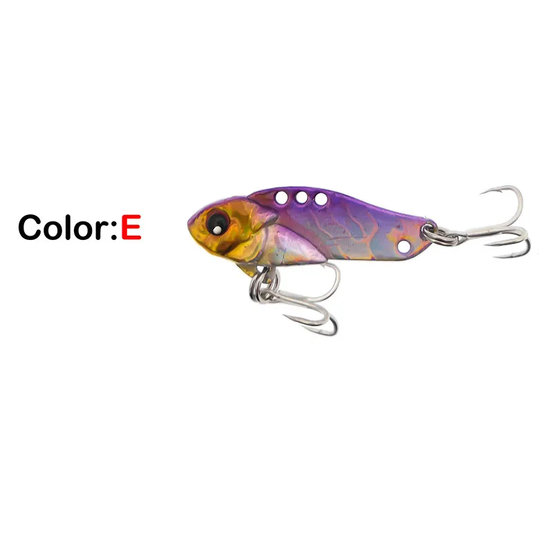 New 1pcs Metal Laser VIB Fishing Lure 5.5g 35mm Winter Ice Jig Fishing Tackle Crankbait Vibration Spoon Spinner Sinking Bait - Color: E