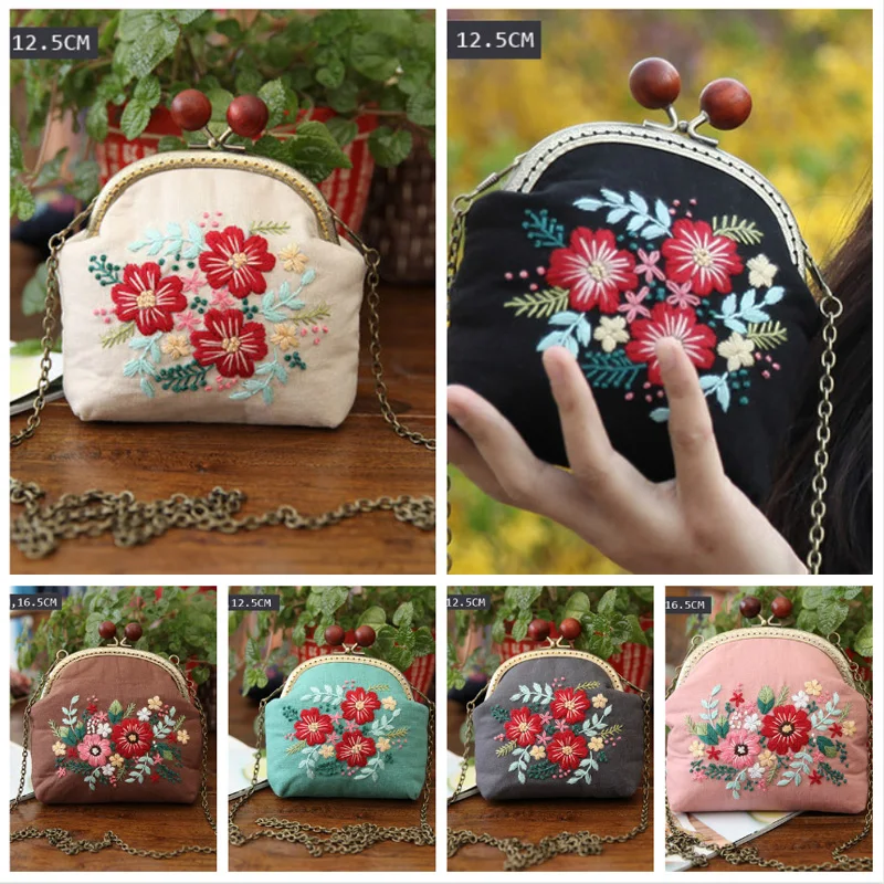 Сумка-кошелек с цветочной вышивкой сделай сам сумочка Набор для вышивки