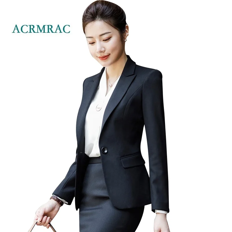 

ACRMRAC women suits NEW Solid color slim Blazers suit pants OL Formal women pants suits womens business suits 9963