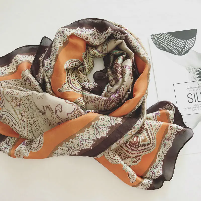 Лидер продаж шелковые мусульманские платки с принтом Феникс сатинс хиджаб