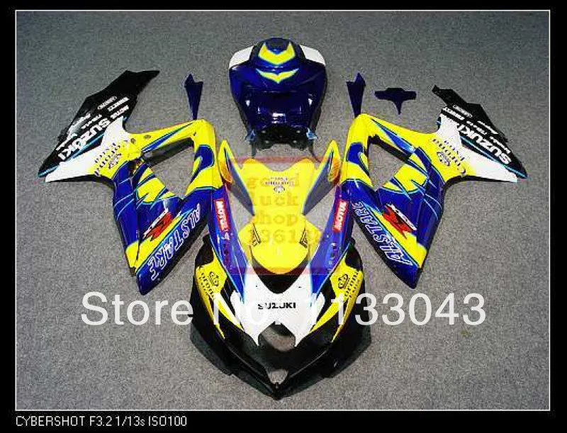 

7giftsFor K8 08 09 10 SUZUKI GSX R750 GSX-R750 GSXR 750 Kit GSXR750 K8 2008 2009 2010 BlueYellow Fairing