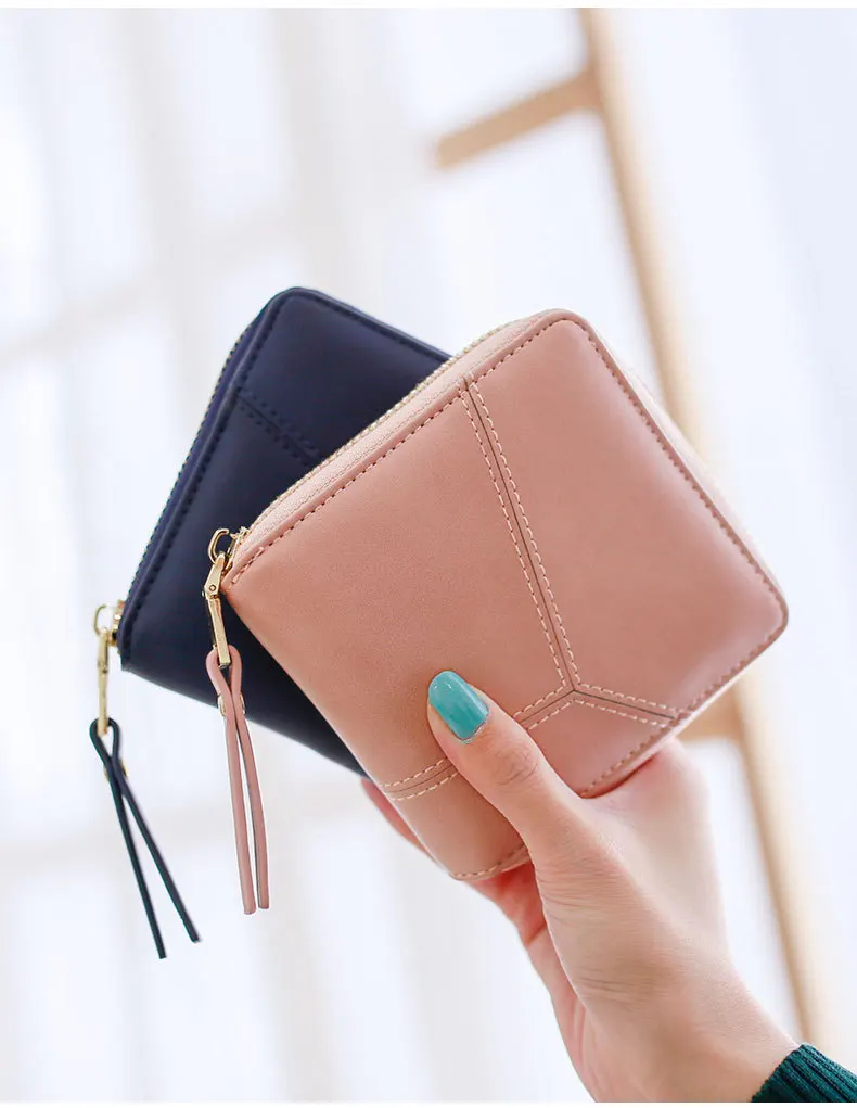 2017 хит продаж! Женский кошелек однотонный на молнии с отделением для карт|ladies money