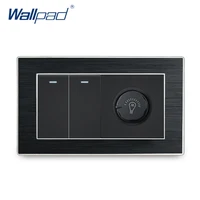 2 gang 2 way with dimmer switch wallpad luxury on off satin metal panel rocker wall light switch rotary brightness switch