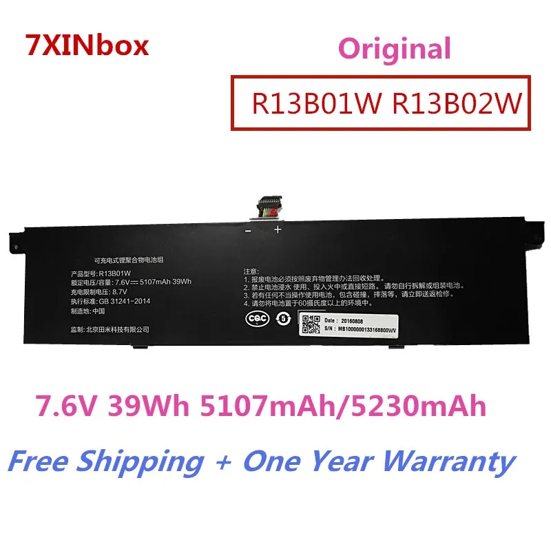 7XINbox 7 6 V 39Wh 5107 mAh/5230 mAh оригинальный R13B01W R13B02W Аккумулятор для ноутбука Xiaomi Mi Air 13 3