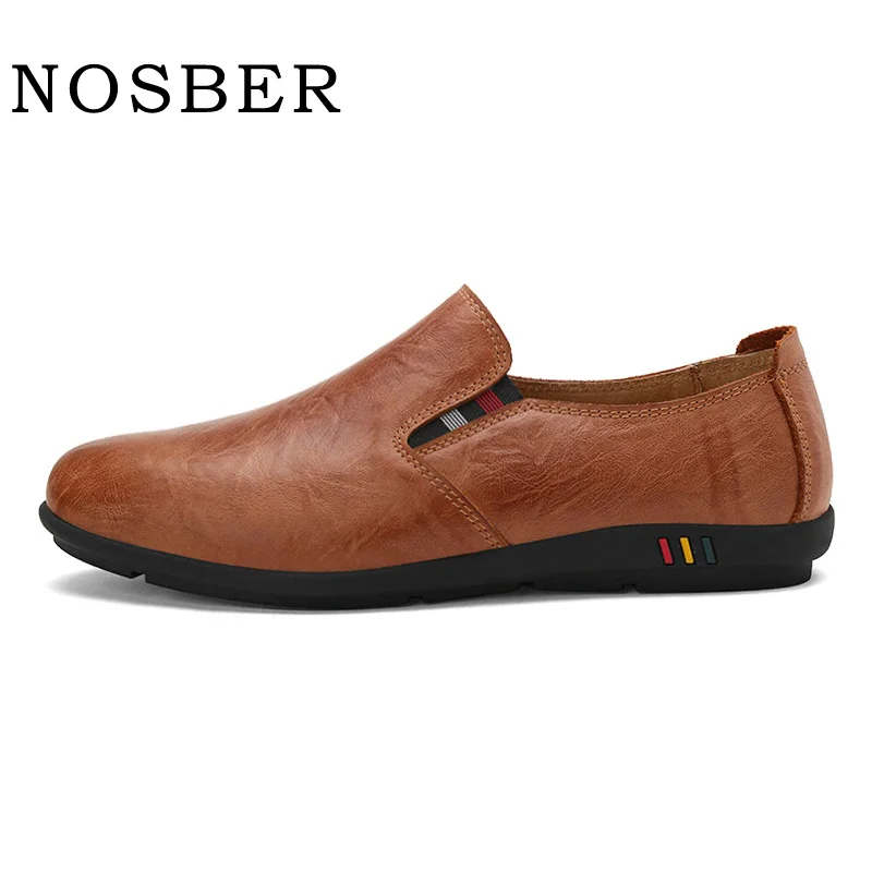 NOSBER из 2018 натуральной кожи мужские мокасины мягкие удобные Для мужчин