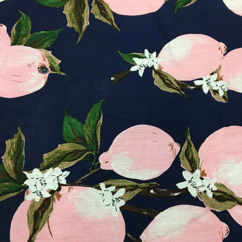 Желтый фрукт шелковая ткань монет цветочный принт сервер для шитья Неопреновая