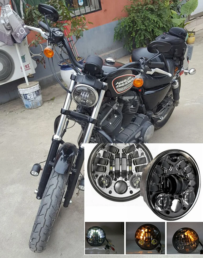 5 75 &quotСветодиодный прожектор фара подходит для Harley Sportster XL 883 1200 Custom XL1200C Roadster XL1200CX