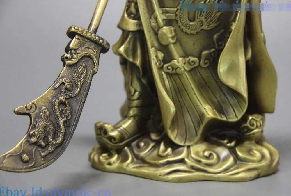 12 &quotлатунная скульптура Китай Медь Дракон боевой Бог богатства Статуя Гуань