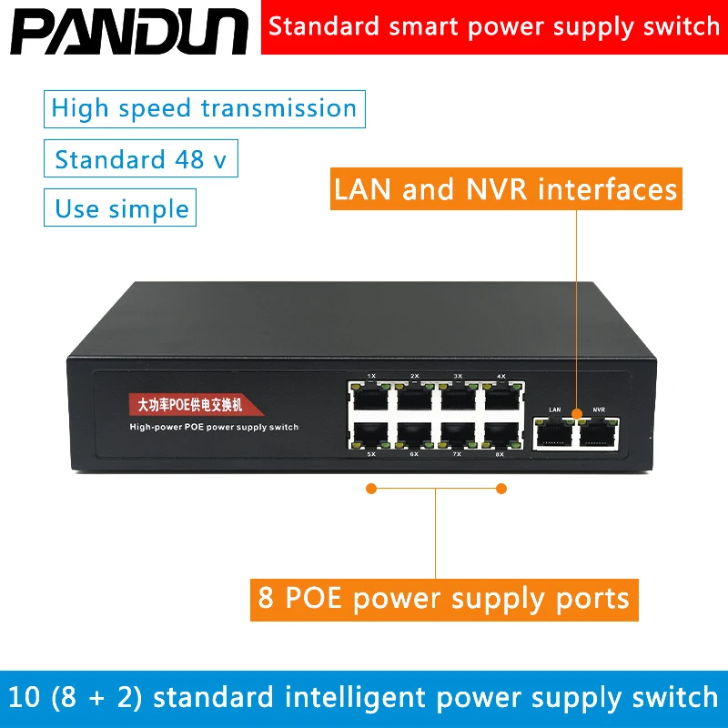 10 (8 + 2) порты и разъёмы коммутатор Gigabit POE сети 1000 Мбит/с Smart Ethernet 48 в|Аксессуары для