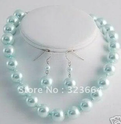 

Hot Sell! 12mm South sea shell pearl necklace earrings set AAA