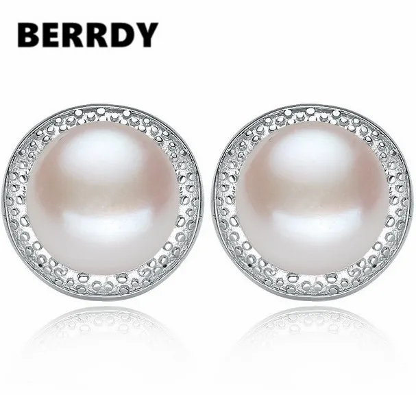 Пресноводного жемчуга изысканные серьги-гвоздики модные жемчужные украшения