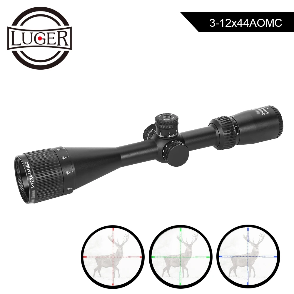Охотничий прицел LUGER 3 12x44 красный зеленый синий с подсветкой тактический