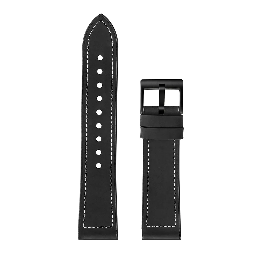 Черный Fashion Genuine Leather Silicone Watch Band Strap for Garmin Vivoactive 3 Replacement Wrist strap band 20mm Leather Bracelet New - Цвет ремешка: Черный