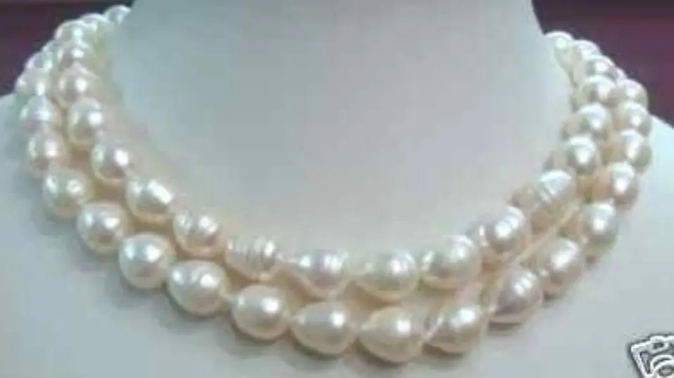

8-9mm South Sea White Baroque Rice Pearl Necklace 32"^^^