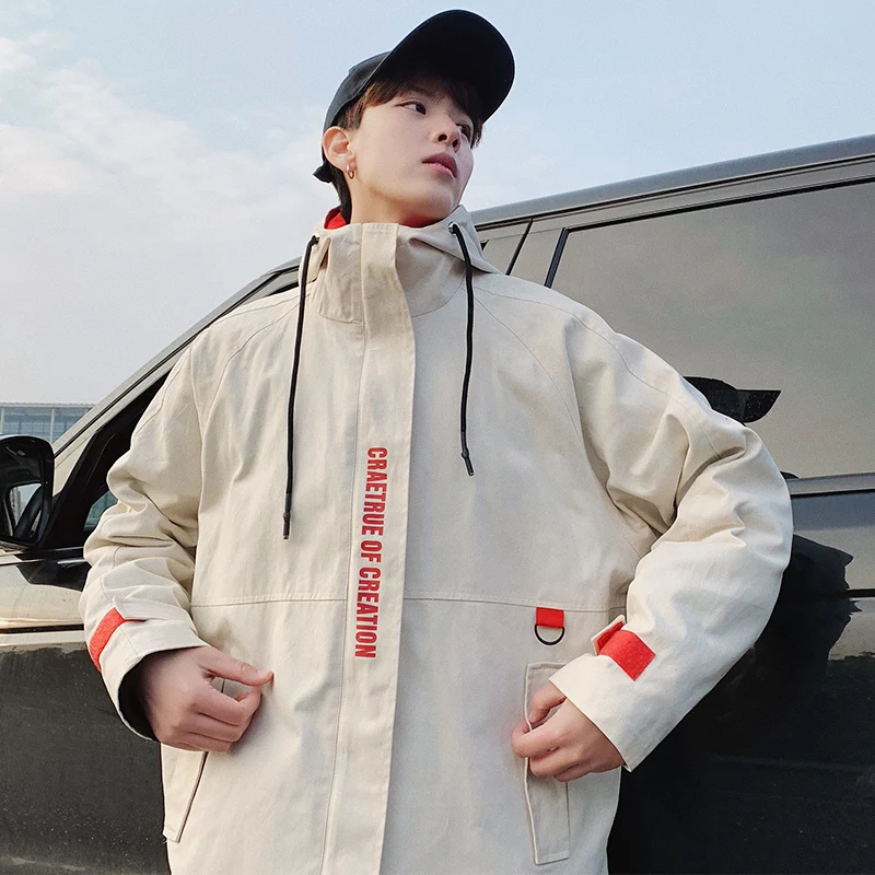 Хаки карго куртка мужская Японская Swag Хип Хоп Уличная повседневная Erkek Монт