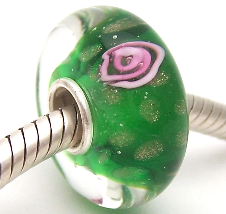 

PJG986 100% S925 Sterling Silver Beads Murano Glass beads Fit European Charms Bracelet charms diy jewelry Lampwork GlassBeads