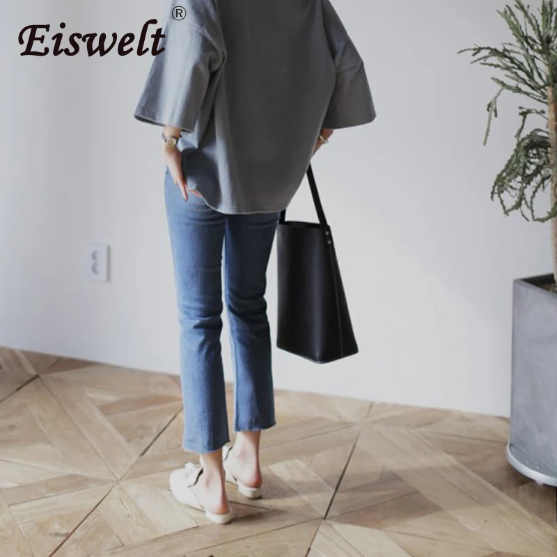 EISWELT 2018 New Arrive Lady Slippers Top Quality Genuine Leather Shallow Shoes Comfortable Square Heel Summer Mules | Обувь