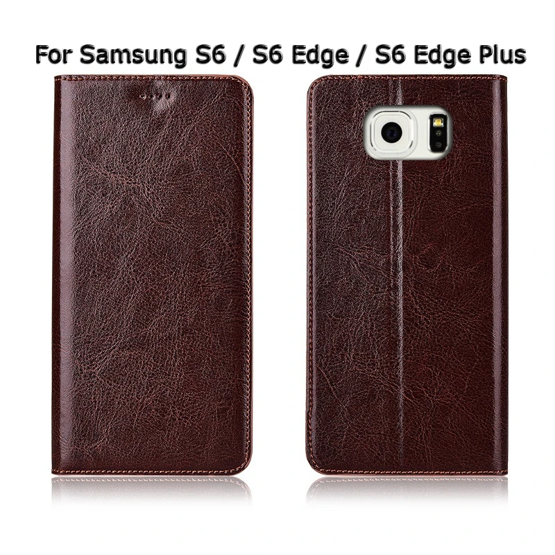 Чехол из натуральной коровьей кожи для samsung Galaxy S6 S7 S8 Edge Plus, Магнитный чехол с откидной крышкой и подставкой, ретро чехол для телефона