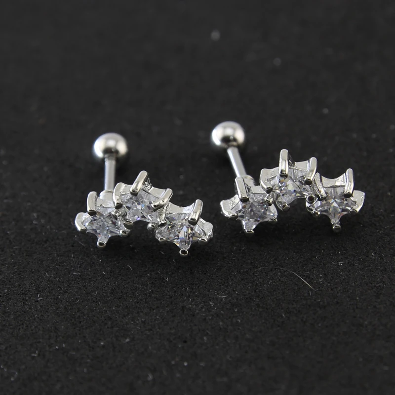 Trinity Star циркониевые шпильки очаровательные женские серьги из нержавеющей стали