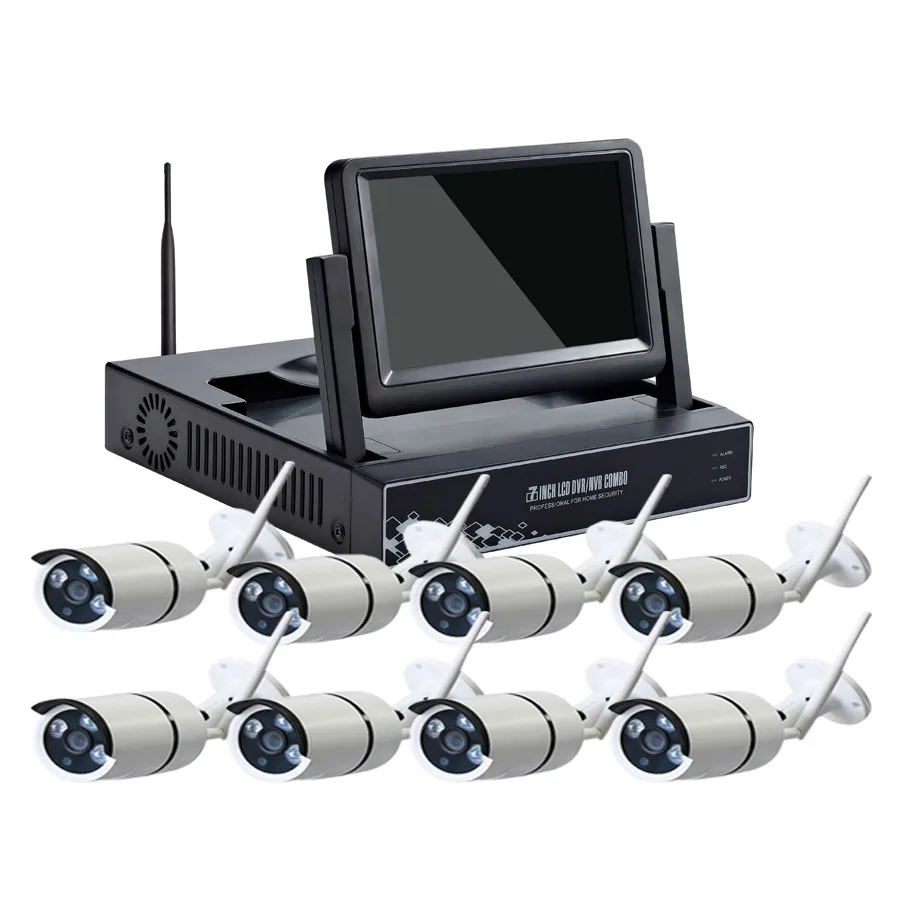 1080P беспроводная IP CCTV камера Камера системы наборы Спорт на открытом воздухе 2MP с поддержкой Wi-Fi IP Камера системы 8ch PoE NVR комплекты build in 1 ТБ HDD с монитором
