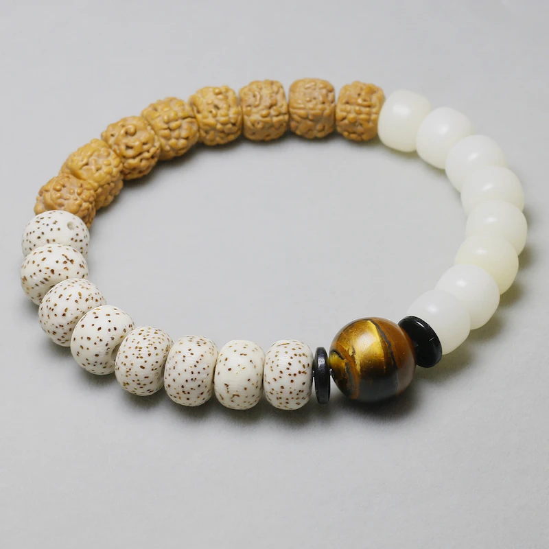 Белые браслеты Bodhi для женщин и мужчин религиозный натуральный тигровый глаз