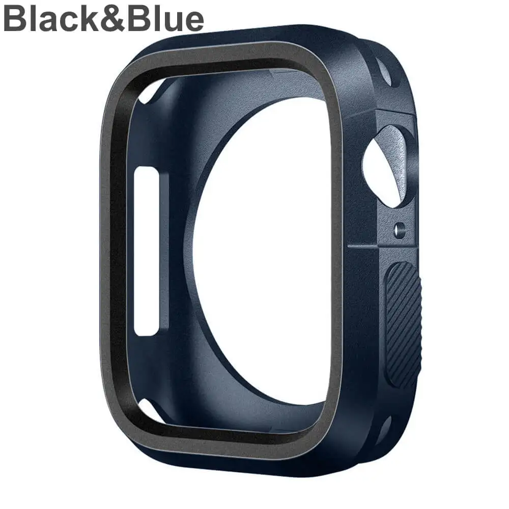 Модный Двухцветный силиконовый чехол для Apple Watch Series 1/2/3, чехол с рамкой, полная защита 42 мм, 38 мм, для i Watch 4, чехол 4 - Цвет: black blue