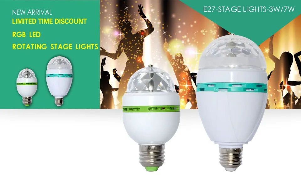 Vacamm E27 RGB светодиодный мини-сценический диско-DJ освещение 6 Вт 3 Вт Звуковое управление для нового года, Рождества, украшения для дома, вечерние, красочные сцены
