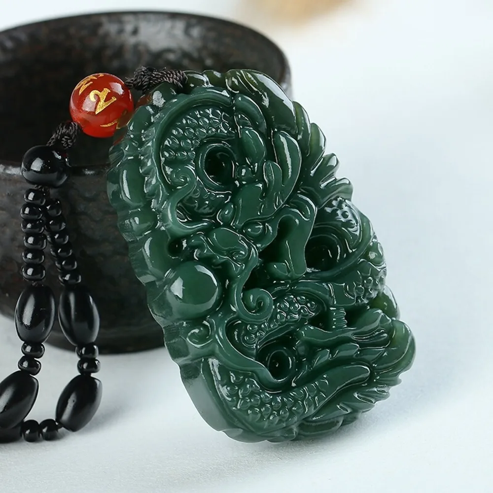 Изящные украшения чистое натуральное ручной работы Qing Jades ожерелье с кулоном