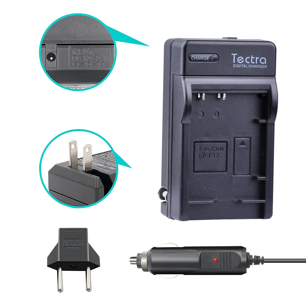 Tectra 2 шт LP-E17 литий-ионный аккумулятор + Цифровое зарядное устройство